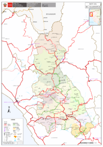 Mapa de la red vial que une las ciudades de Cajamarca.