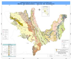 Mapa geológico del departamento de Huánuco.