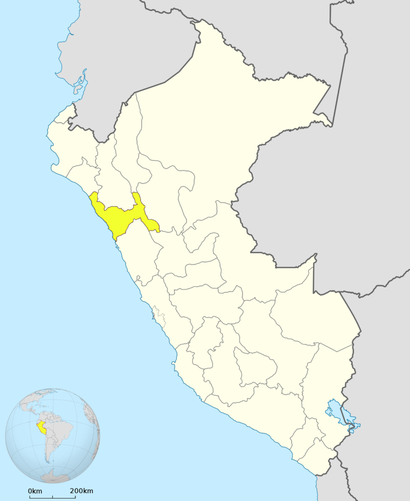 Mapa de ubicación del departamento de La Libertad en Perú.