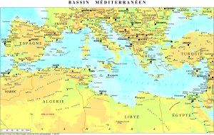 Mapa del mar Mediterráneo