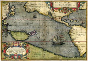 Mapa ¨Maris Pacifici¨ de Abraham Ortelius de 1589. Mapa ¨Maris Pacifici¨ de Abraham Ortelius de 1589.