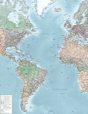 Mapa del océano Atlántico