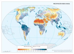 Mapa de precipitación media anual en el mundo. 1971-2000.