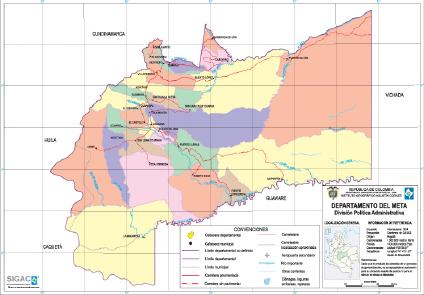 Meta Department Map, Colombia