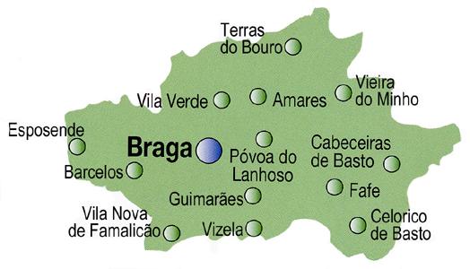 Braga District Map Portugal 3120