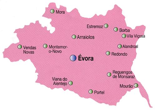 evora portugal mapa Mapa do Distrito de Évora, Portugal