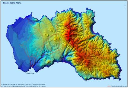 mapa ilha de santa maria Mapa da Ilha de Santa Maria, Portugal