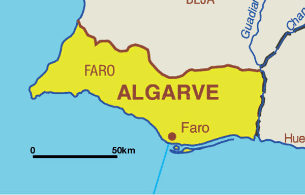 Mapa Regiao Algarve Portugal 
