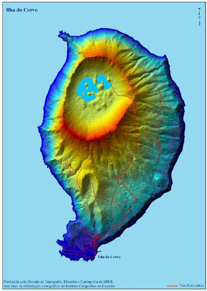 mapa da ilha do corvo Mapa da Ilha do Corvo, Portugal